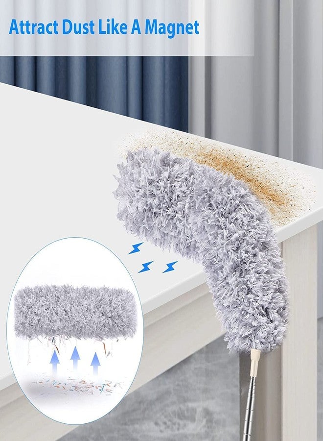 SILENCIO Microfiber Feather Duster Bendable & Extendable Fan Cleaning Duster with 100 inches Pole Handle Duster for Ceiling Fans, Window Blinds, Furniture (Grey) - Image 4